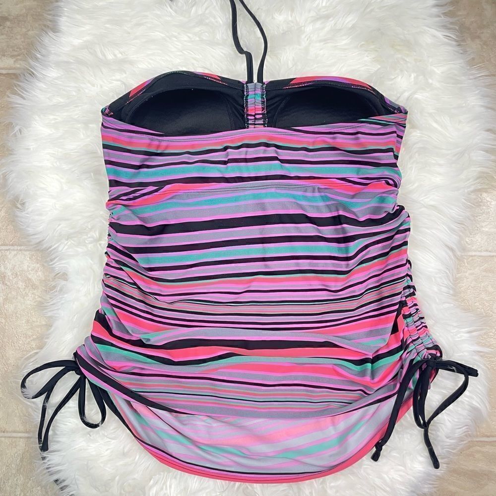 Liz Lange Maternity bathing suit M striped,strapless, colorful halter to…
